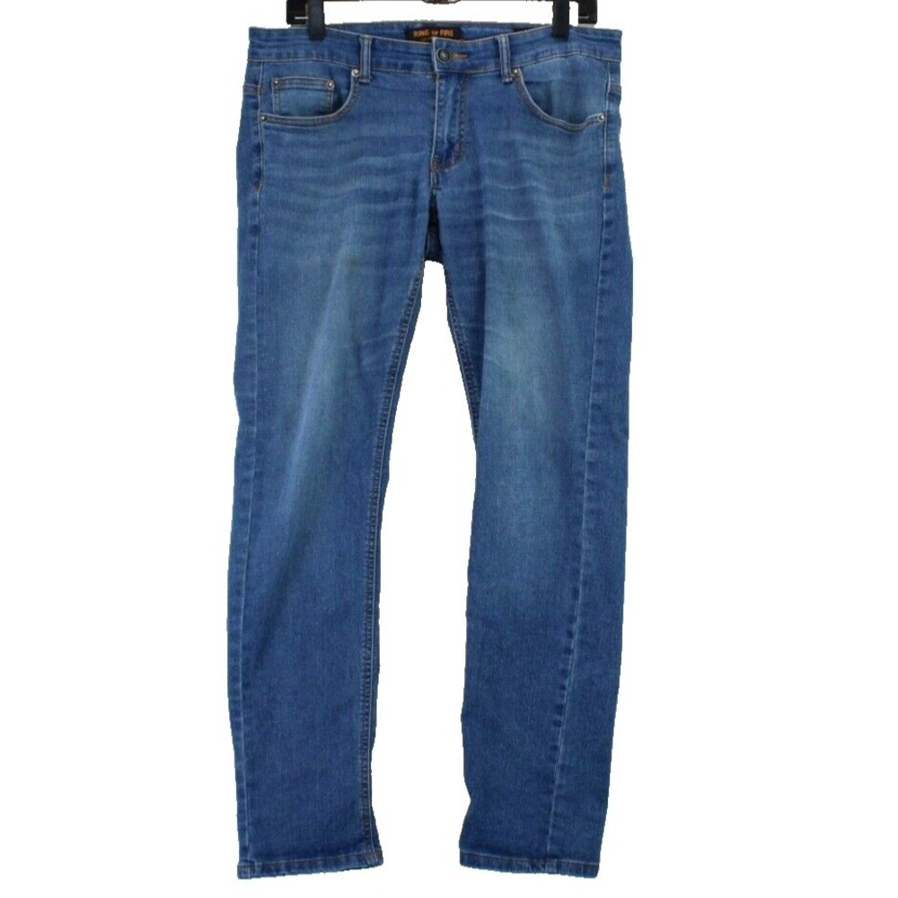 Ring of Fire Mens Slim Fit Blue Wash Denim Jeans W30‎ L30